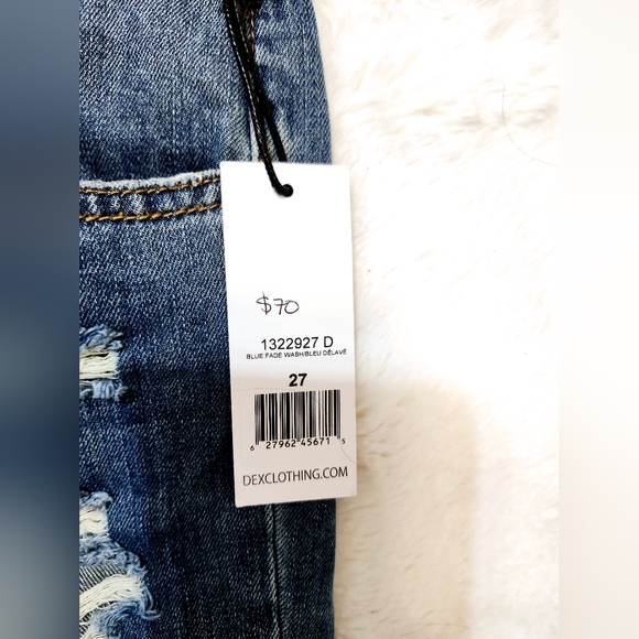 Dex Ripped Blue Fadewash Straight Leg Jeans. Womans Size 27. - Picture 6 of 16